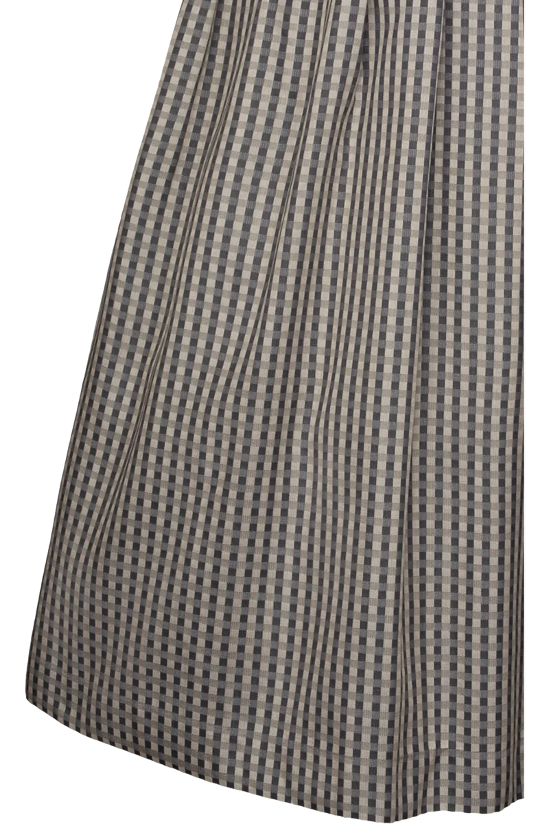Midi-Dirndl kariert mit Taftschürze - taupe