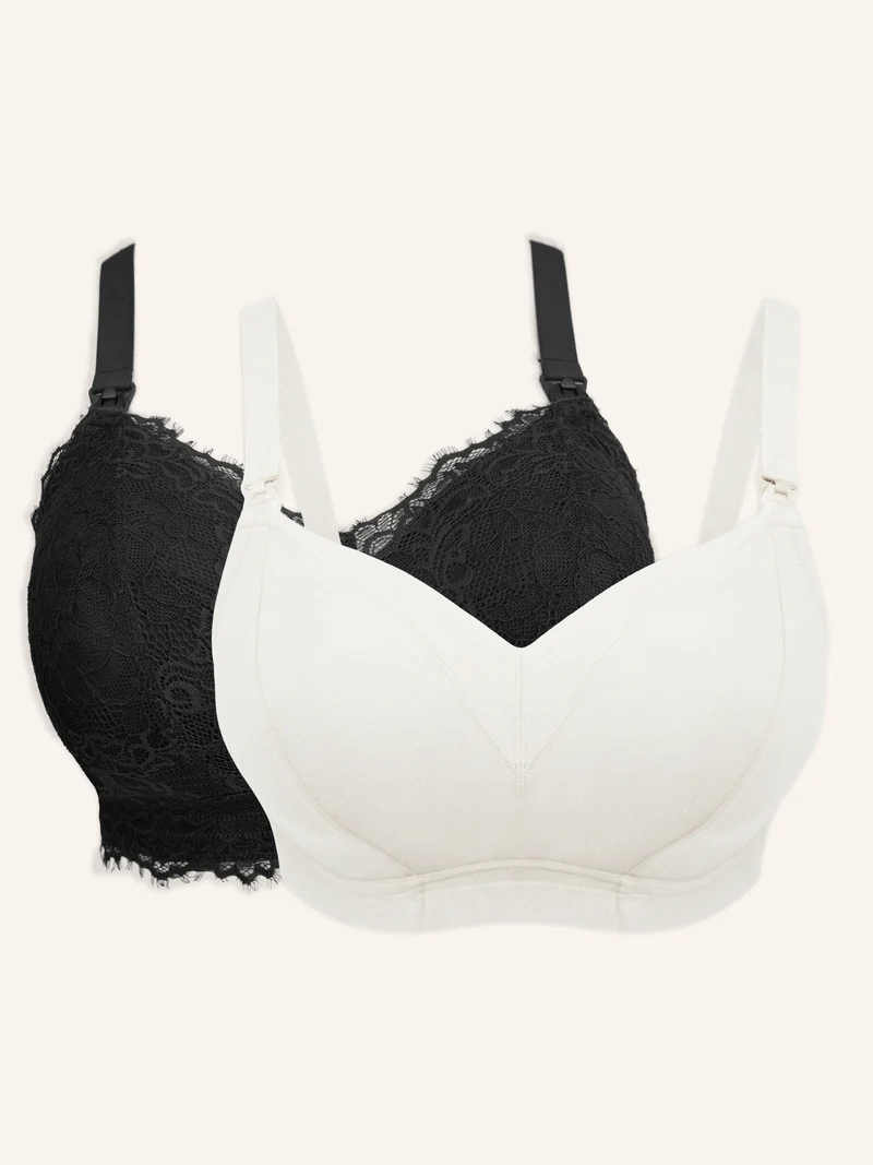 Still-Bralette-Set 2x Sensla Black + Cozymama Ivory