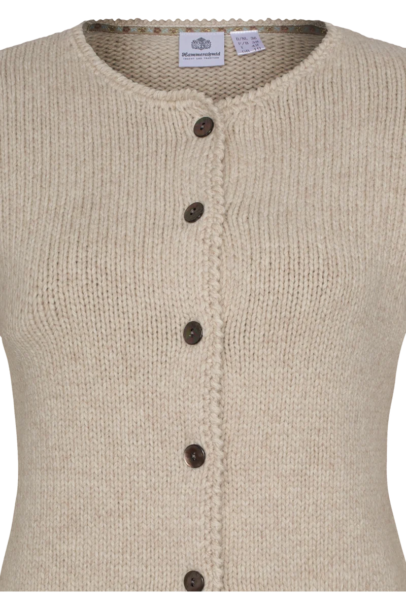 Damen Trachten-Strickjacke mit Perlmuttknöpfen - beige