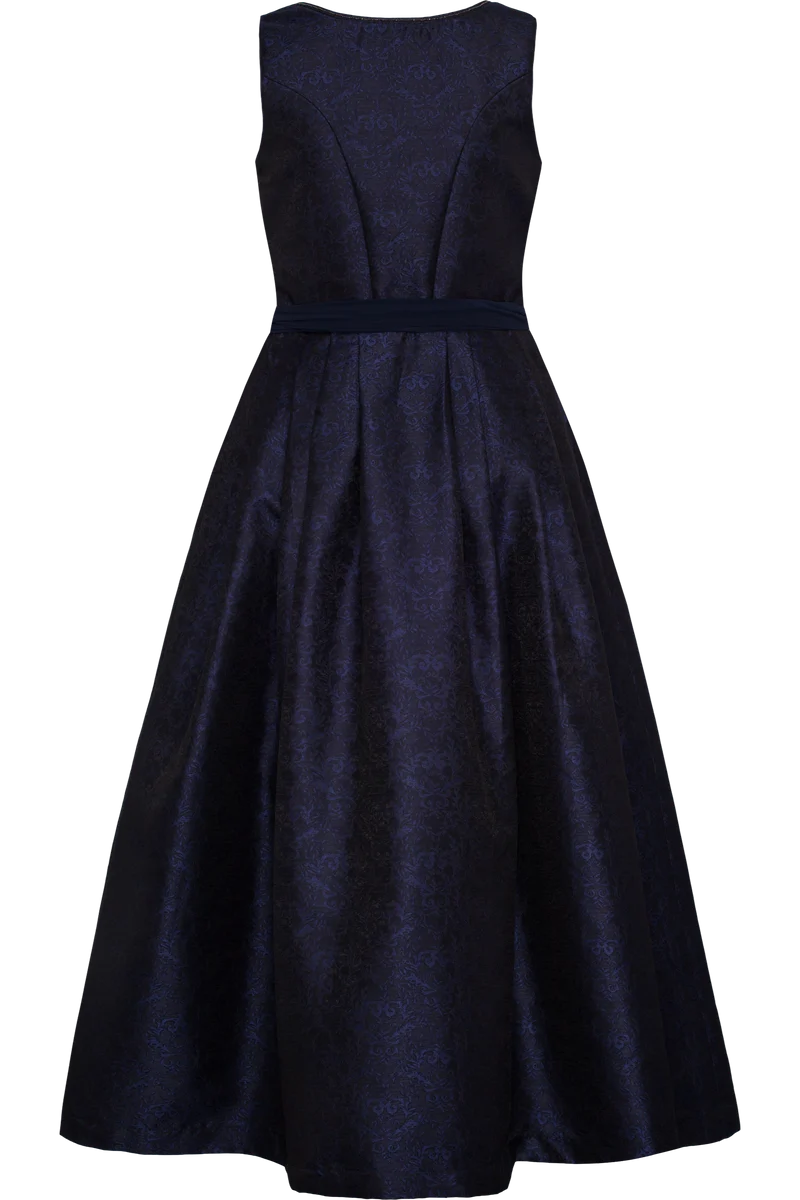 Langes Dirndl monochrom mit Jacquardmuster - marine