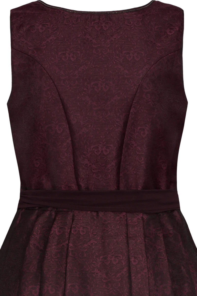 Langes Dirndl monochrom mit Jacquardmuster - bordeaux