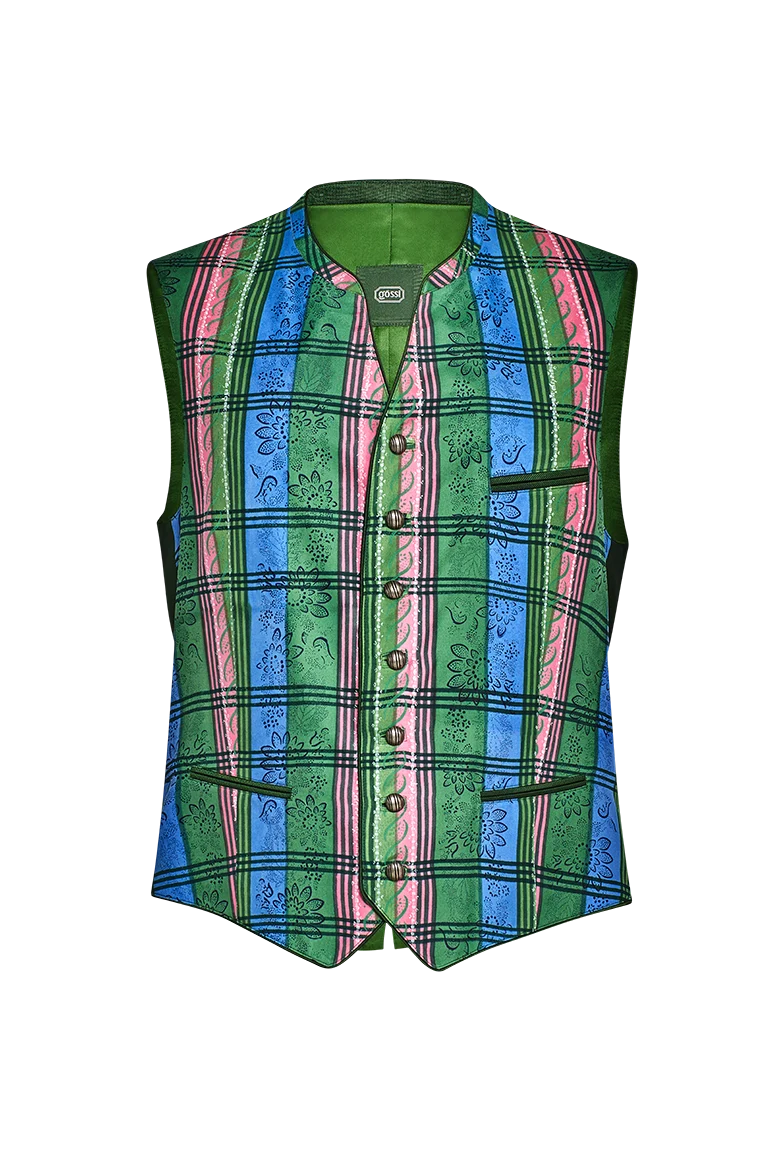 Handdruck-Gilet aus reiner Seide