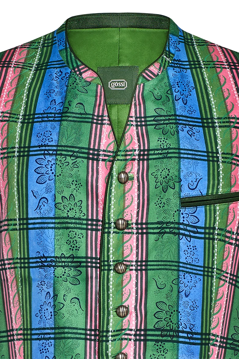 Handdruck-Gilet aus reiner Seide