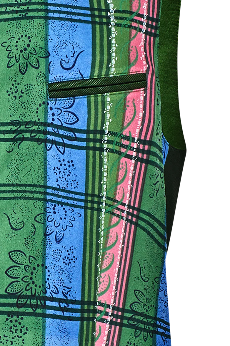 Handdruck-Gilet aus reiner Seide