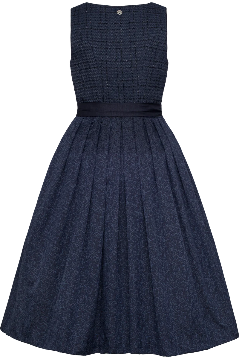 Monochromes Midi-Dirndl in Tweed-Optik - dunkelblau