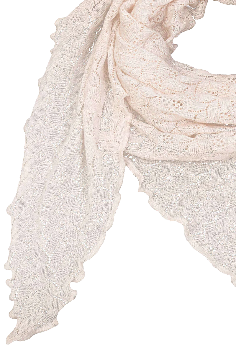 Damen Schultertuch mit feinem Strickmuster - natur