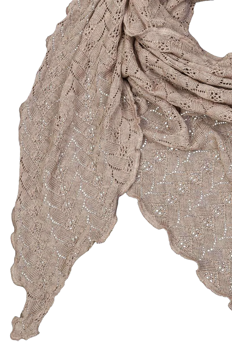 Damen Schultertuch mit feinem Strickmuster - sand