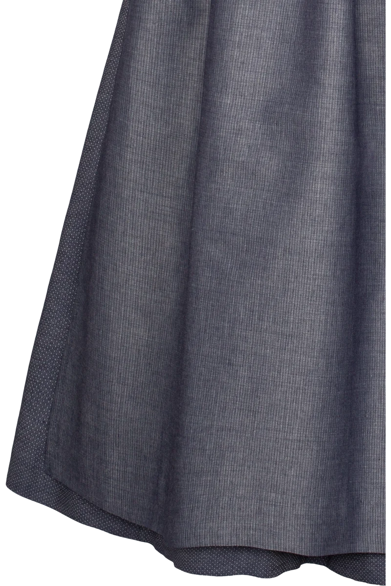 Langes monochromes Dirndl mit rundem Ausschnitt - blau gemustert