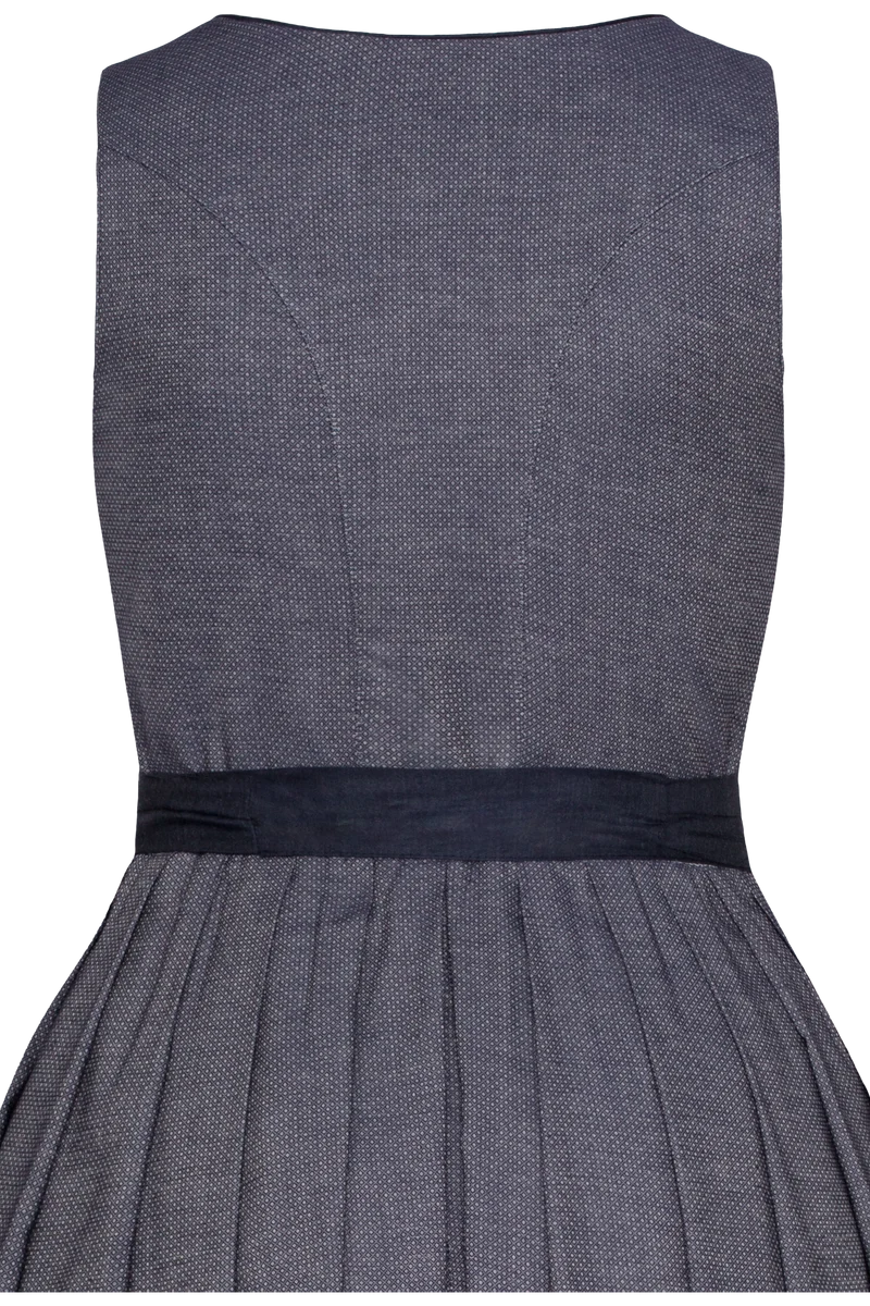Langes monochromes Dirndl mit rundem Ausschnitt - blau gemustert