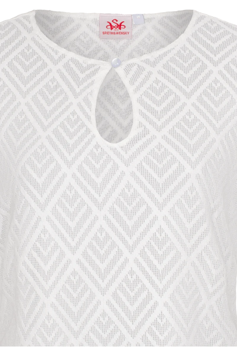 Damen Trachtenbluse mit Tropfenausschnitt - offwhite