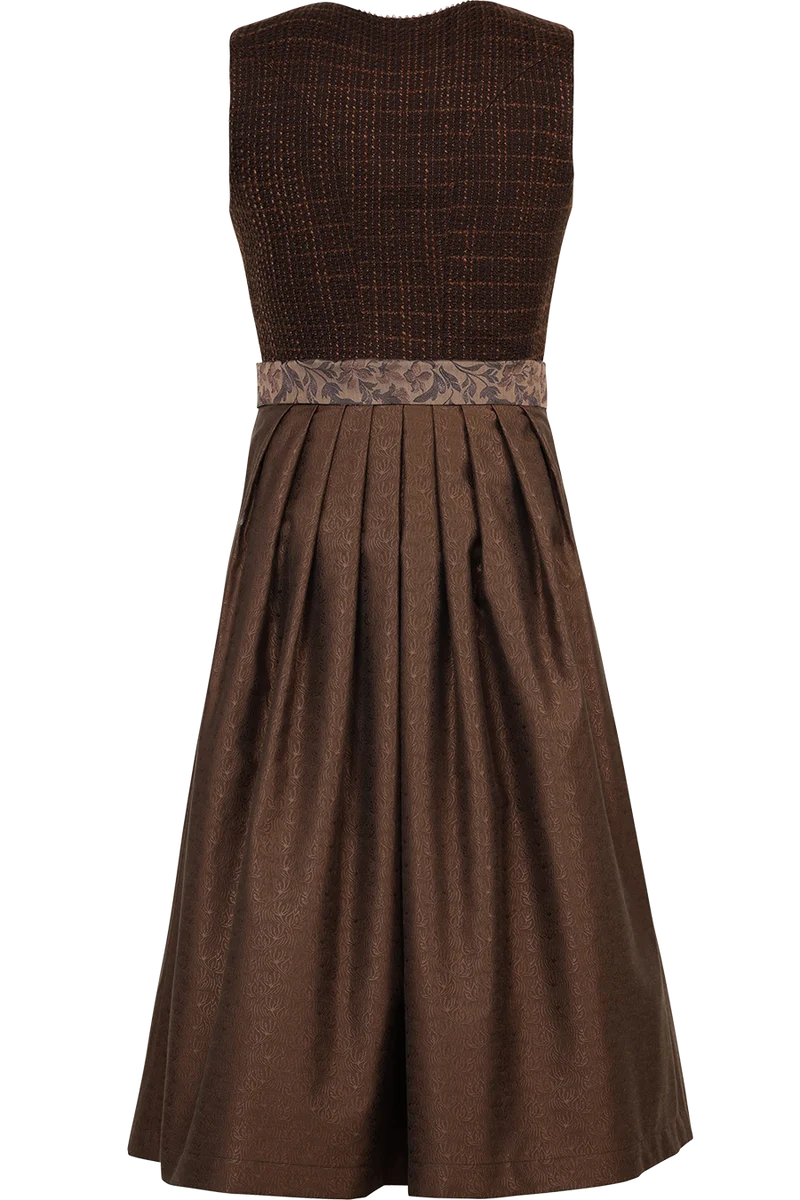 Einfarbiges Midi-Dirndl in Bouclé-Optik - bronze