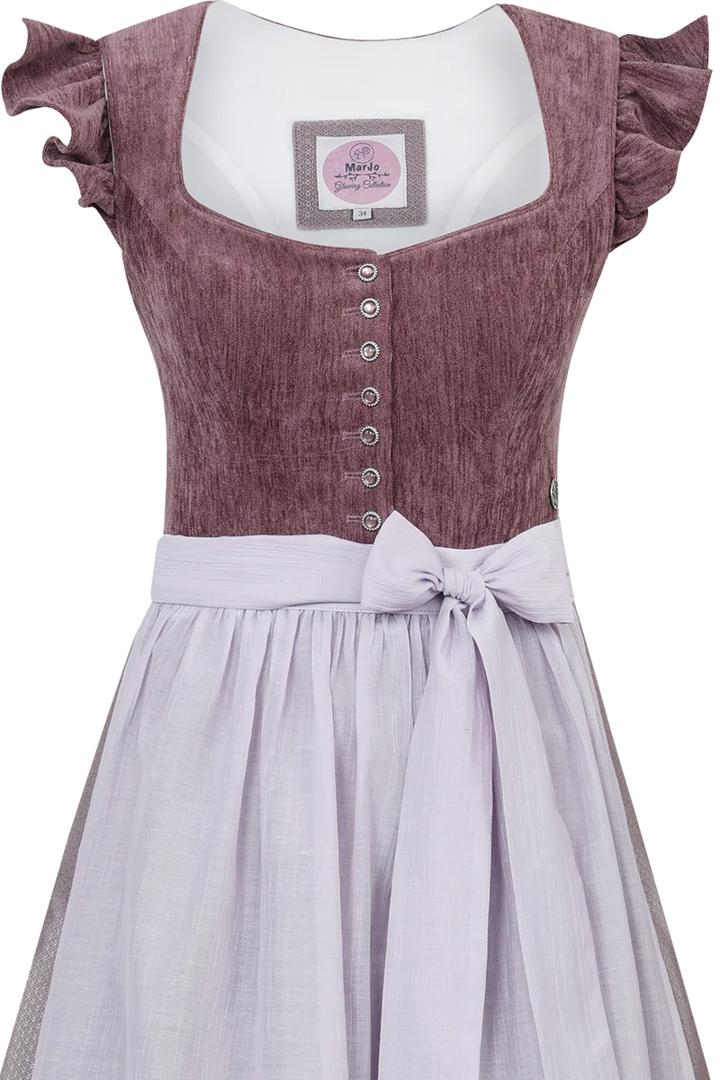 Samtdirndl 70cm mit abnehmbaren Flügelärmeln - pflaume