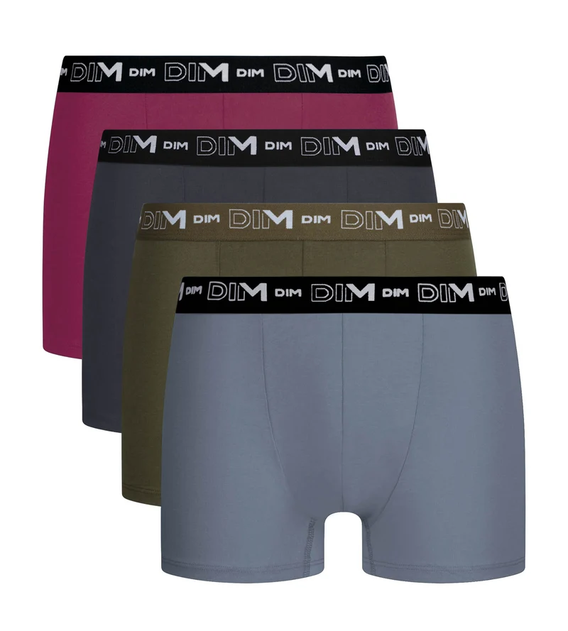 4er-Pack Boxershorts für Herren in Dunkelgrau, Khaki, Rot und Grau aus Stretch-Baumwolle