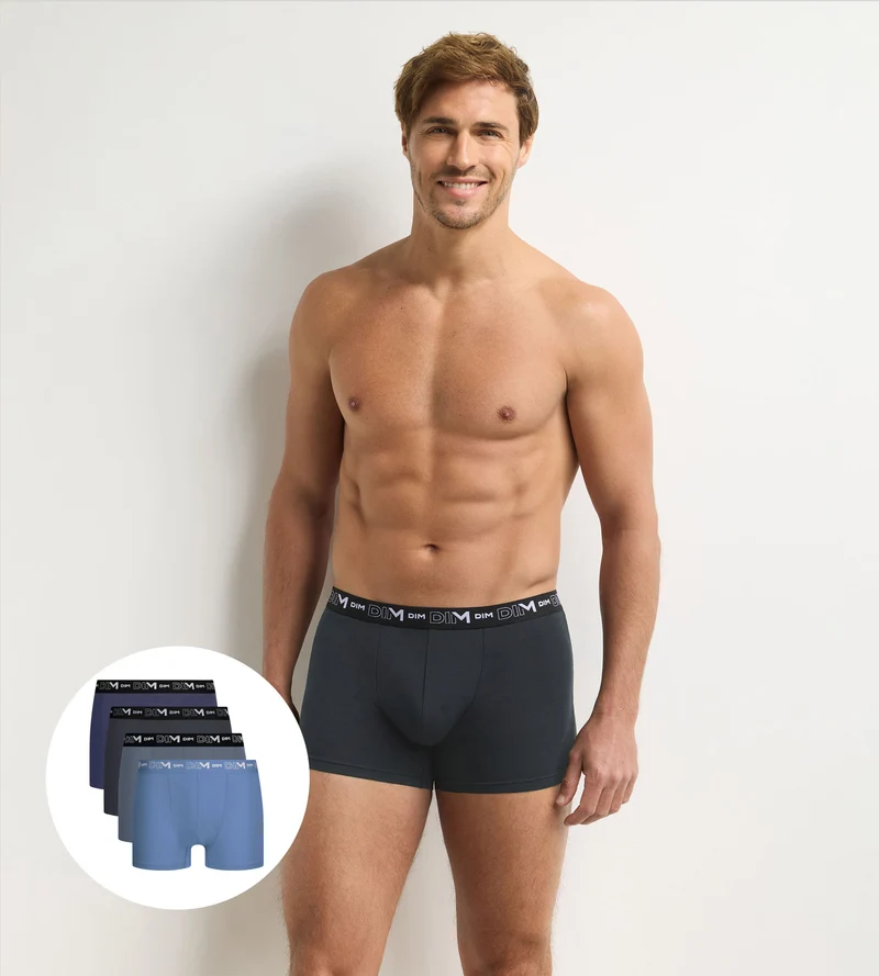 4er-Pack Boxershorts für Herren in Grau, Dunkelgrau, Blau und Dunkelblau aus Coton Stretch