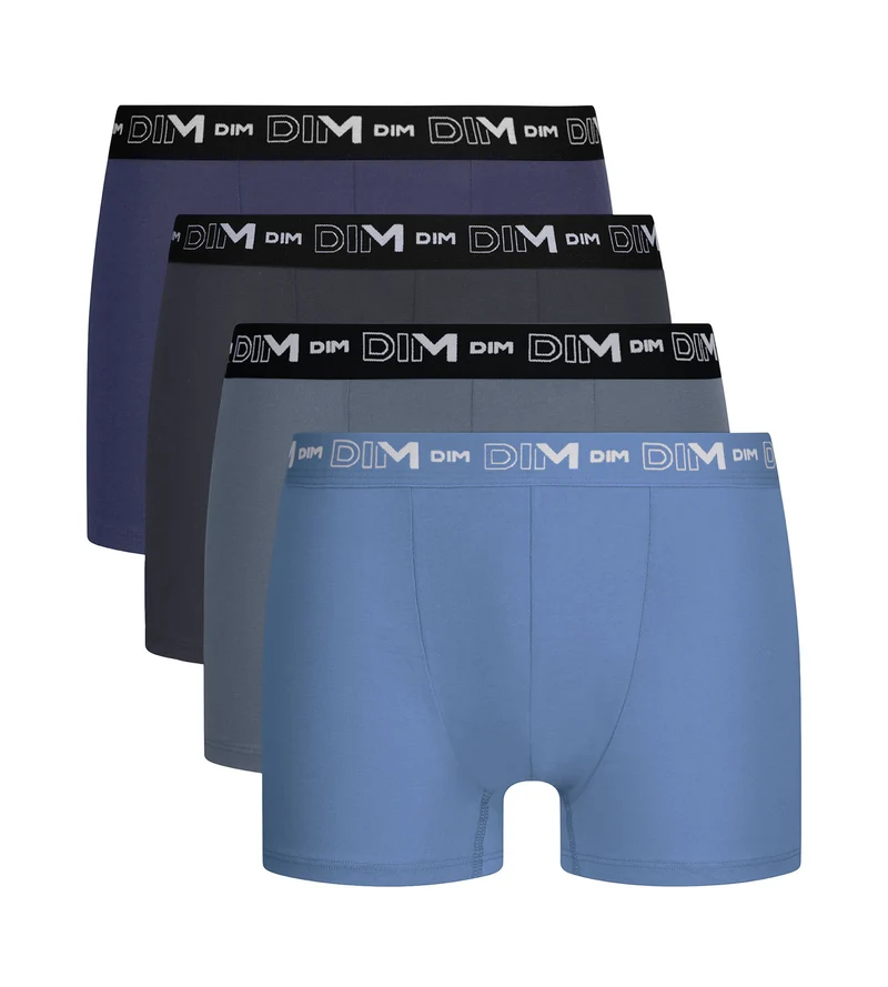 4er-Pack Boxershorts für Herren in Grau, Dunkelgrau, Blau und Dunkelblau aus Coton Stretch