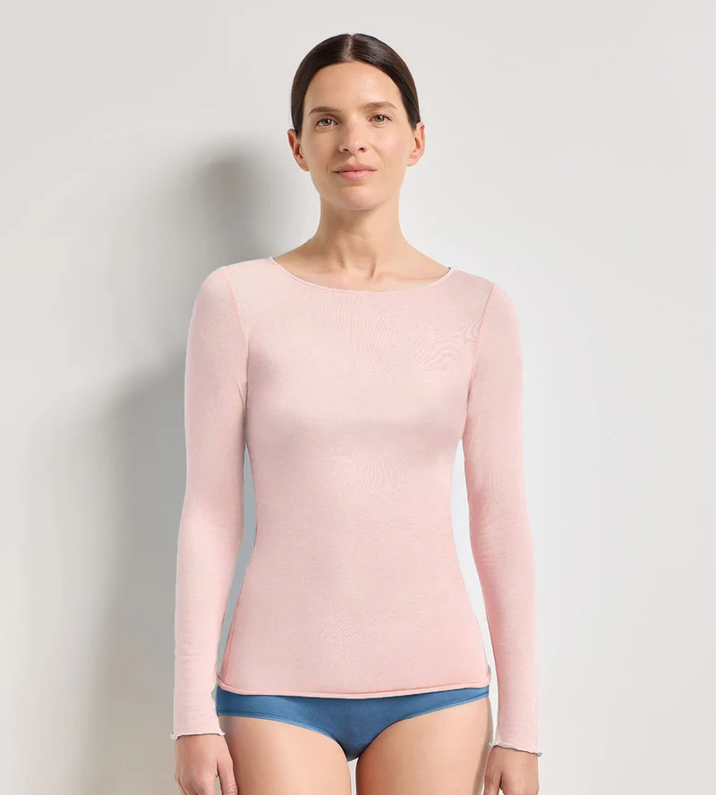 Thermal Light T-Shirt mit Rundhalsausschnitt in zartem Rosa