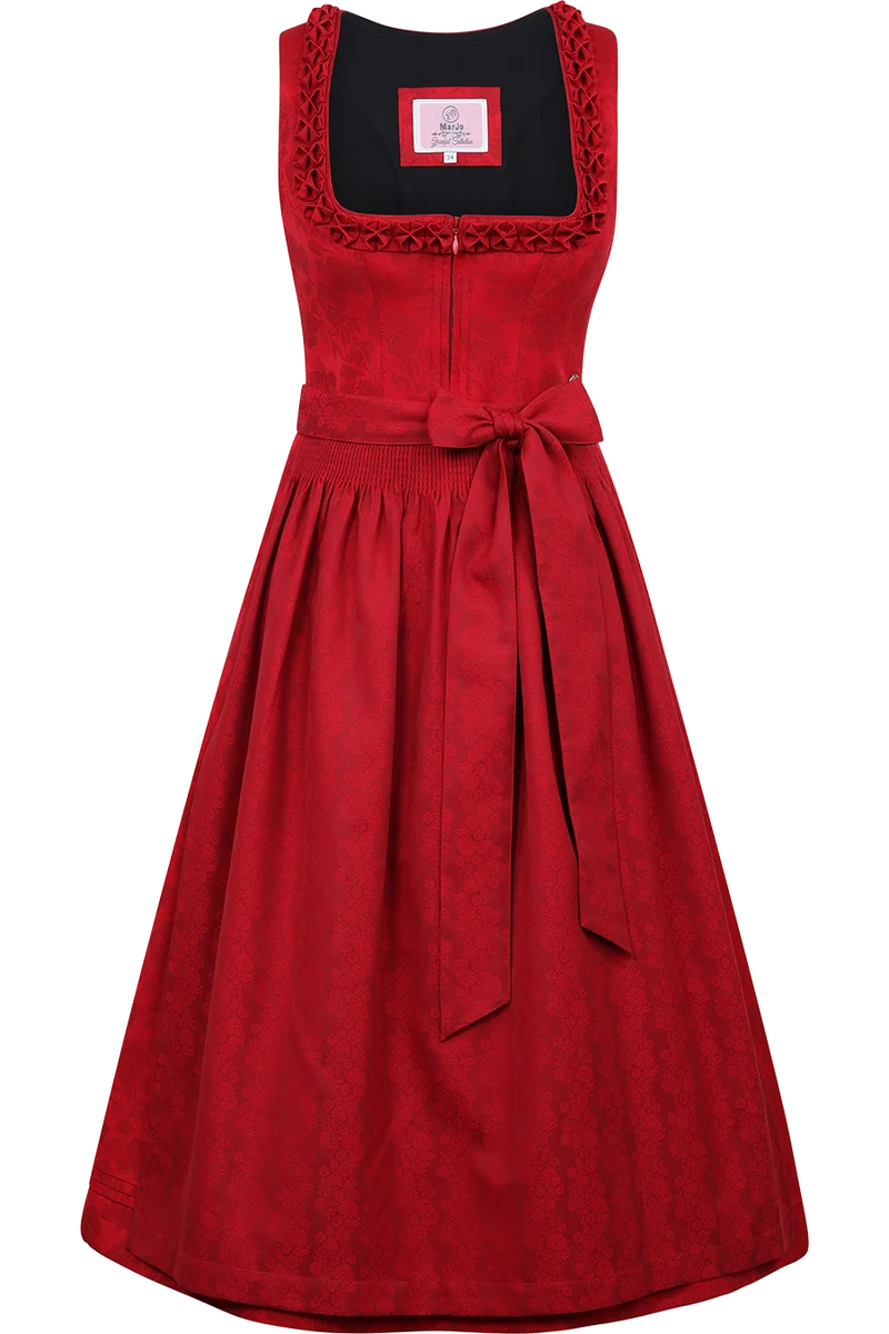 Midi-Dirndl floral mit Rüschen-Details - chili