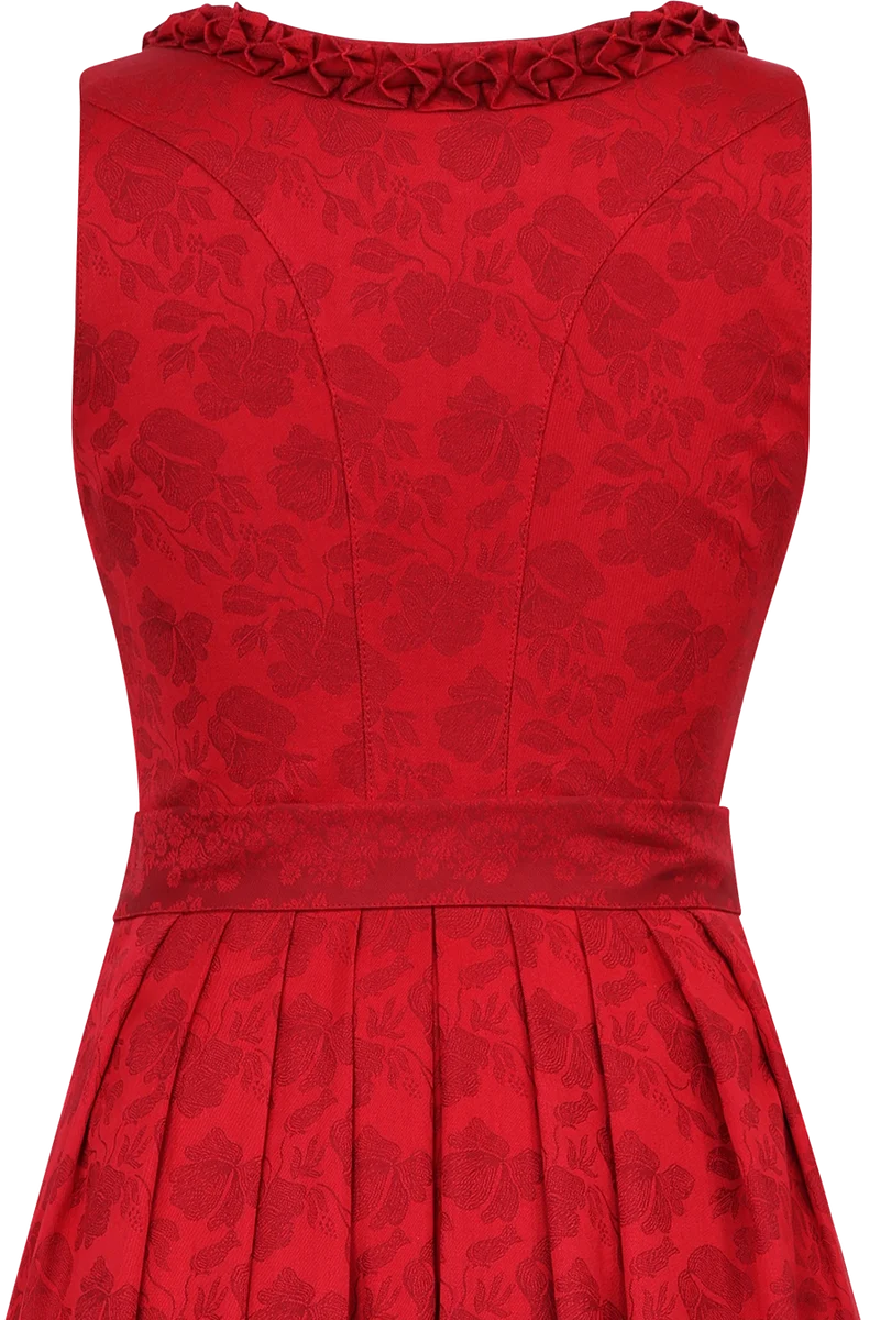 Midi-Dirndl floral mit Rüschen-Details - chili