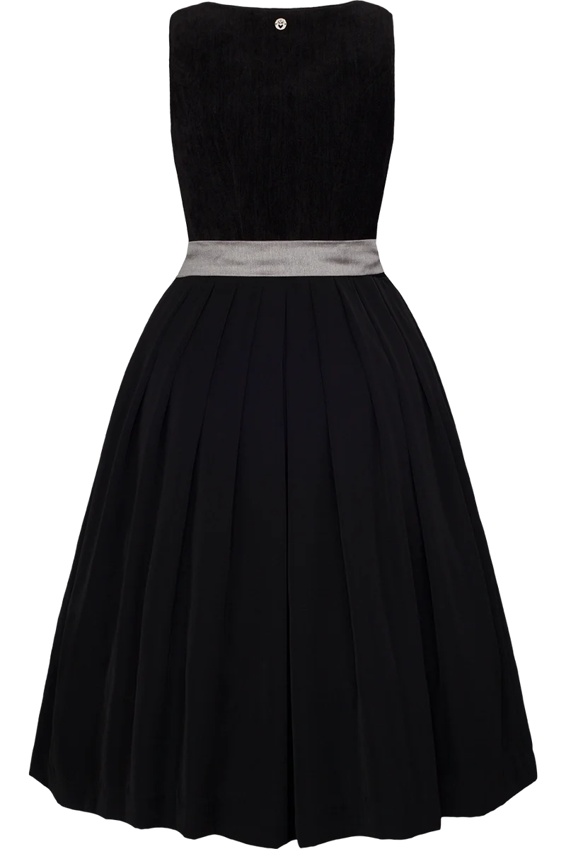 Midi-Dirndl 70cm mit Samtmieder - schwarz