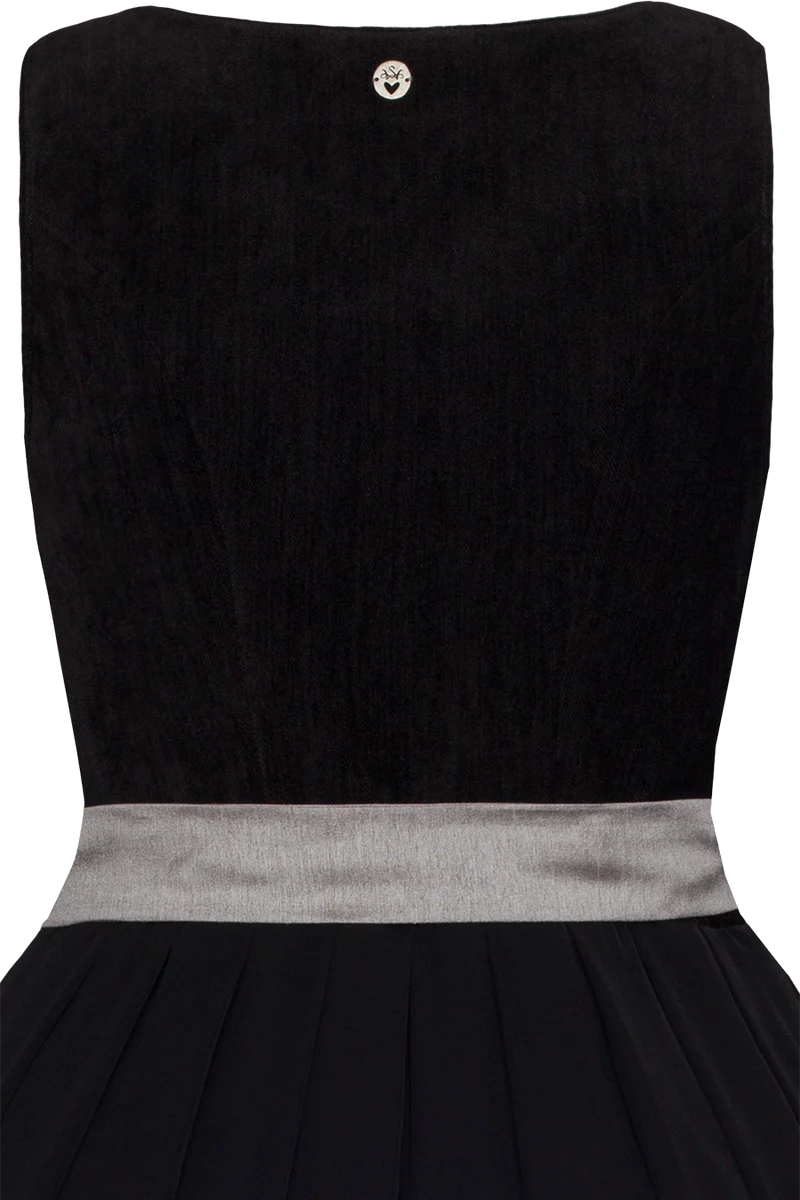 Midi-Dirndl 70cm mit Samtmieder - schwarz
