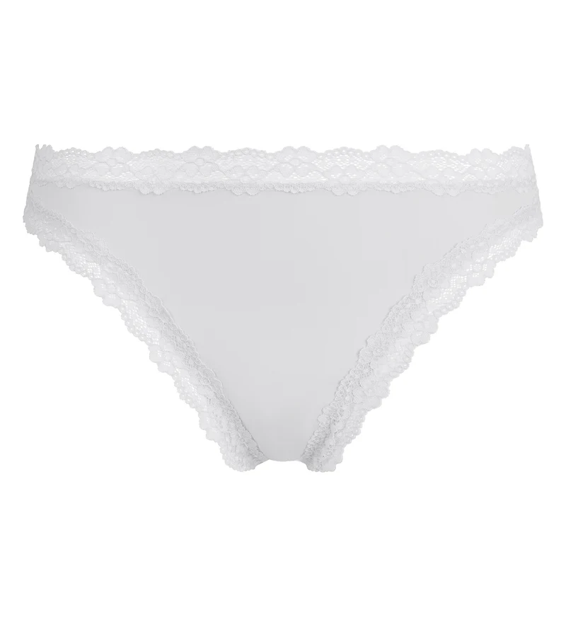 Damen-String aus Mikrofaser und Spitze Weiß Dim