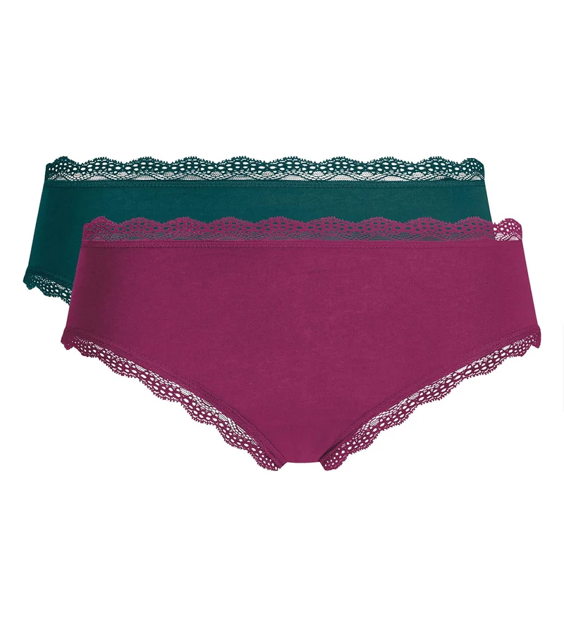 2er-Pack smaragdrosa Daily Coton Dentelle Shorts