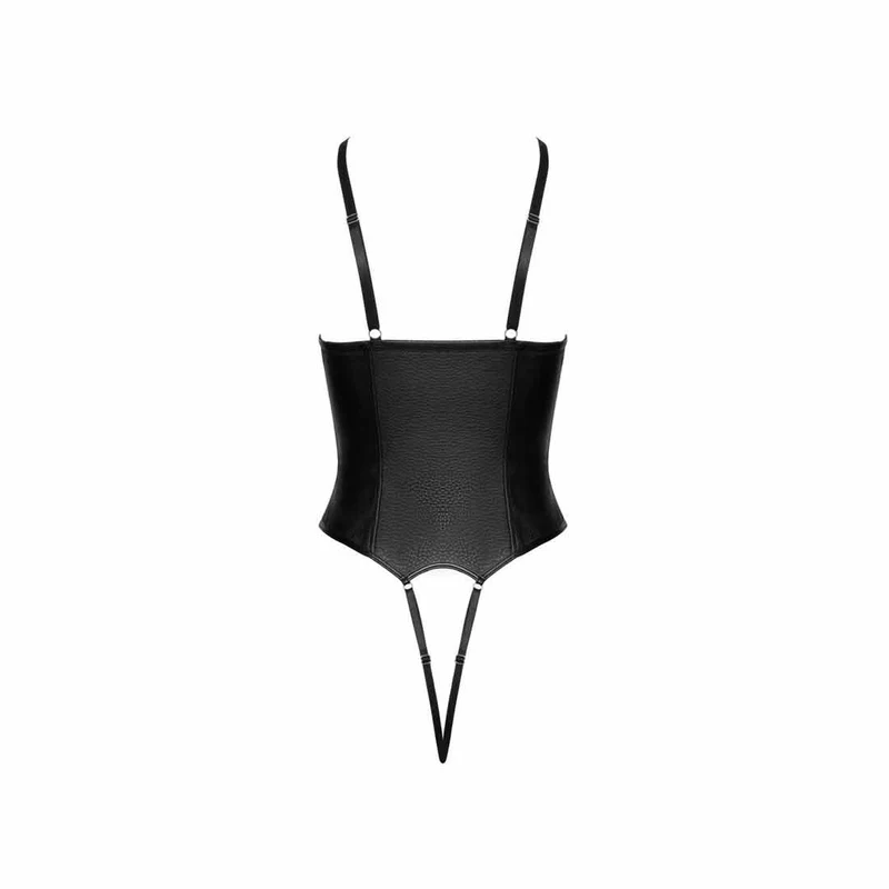 Damen Stringbody aus Lederimitat mit Ketten "Vanina"