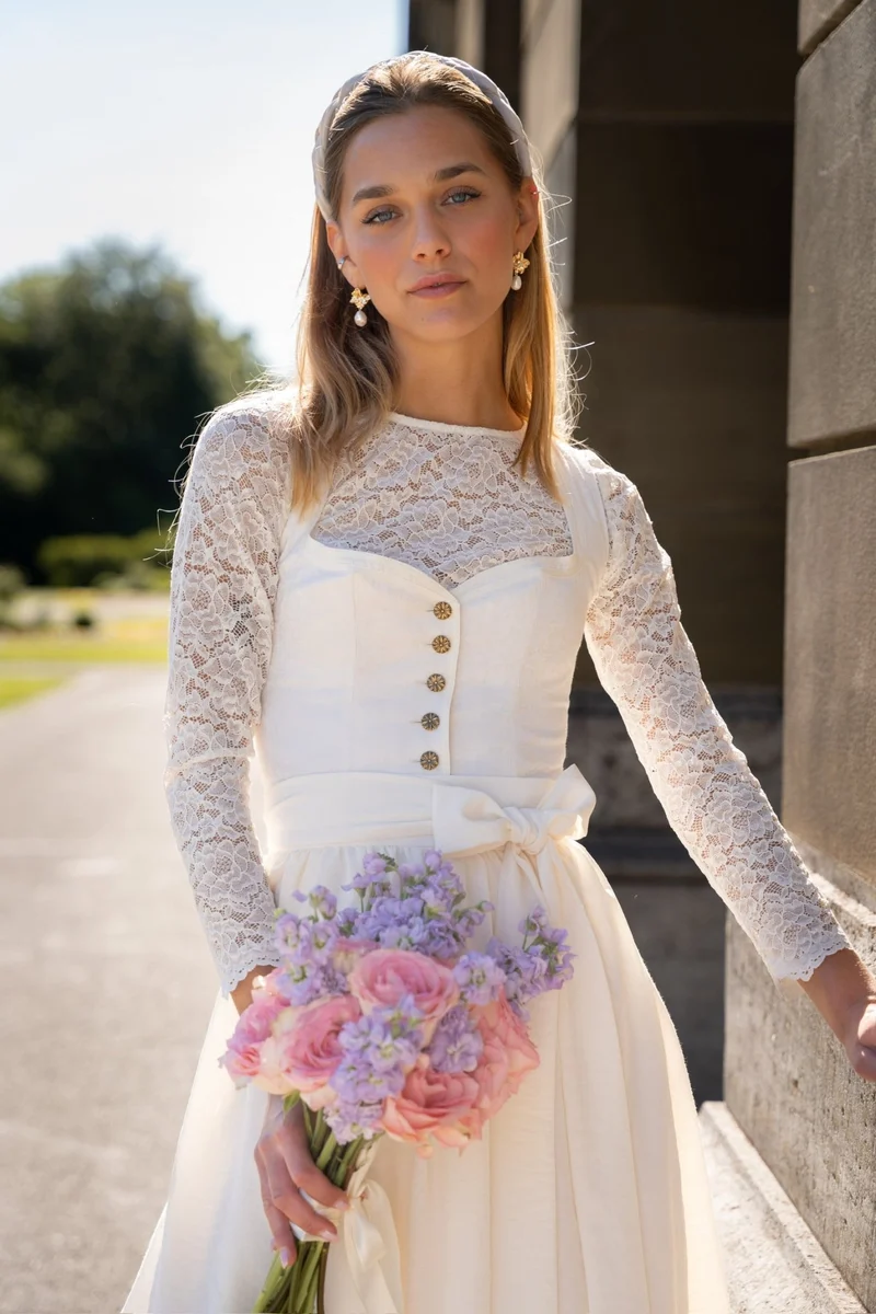 SPITZENOBERTEIL STRETCH FLORALS ECRU