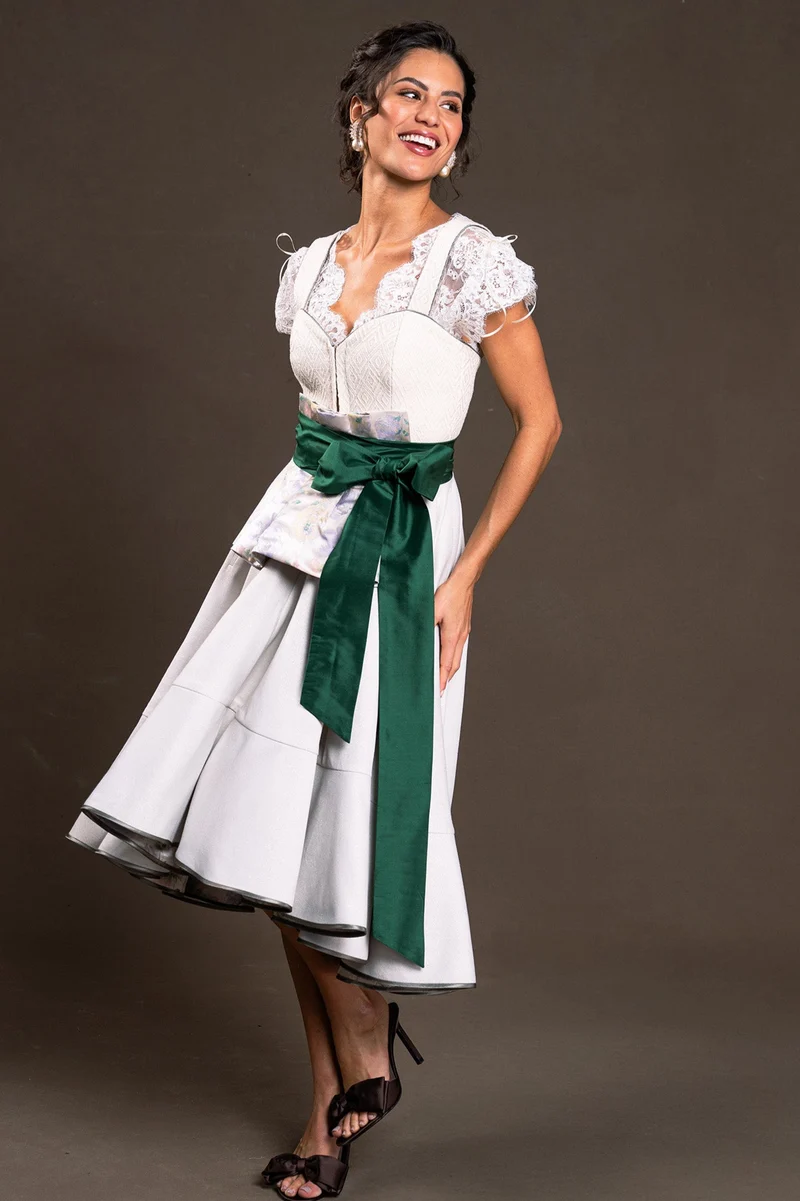 Dirndlkleid mit Seidenmieder in ivory - Perola