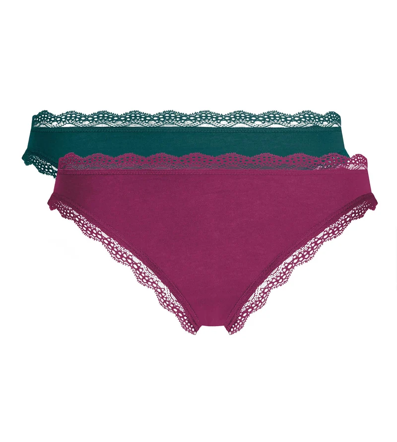 2er-Pack smaragdrosa Slips Daily Coton Dentelle