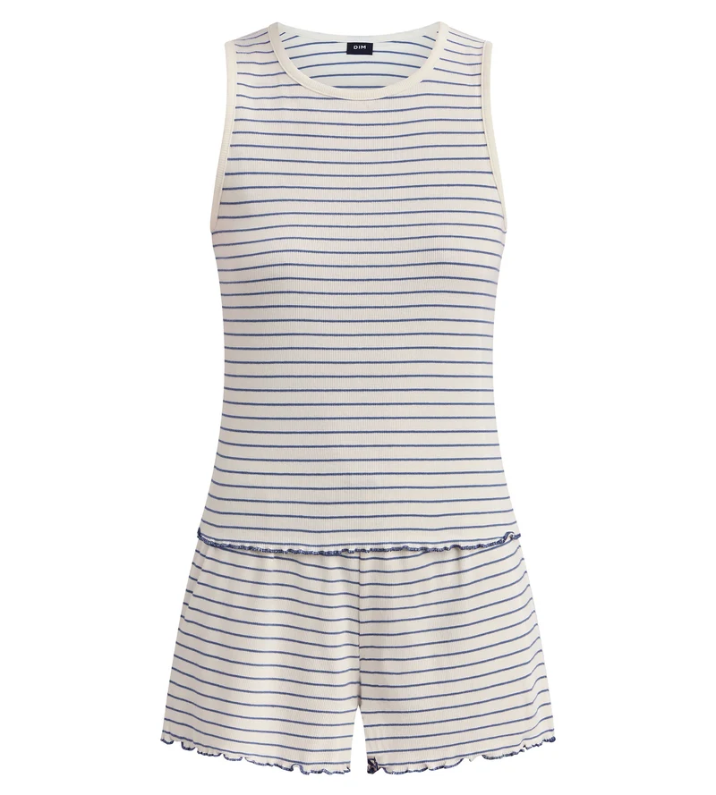 Pyjama-Set aus gestreiftem Baumwolljersey mit Rippstruktur von Slow Days Fresh Vibes