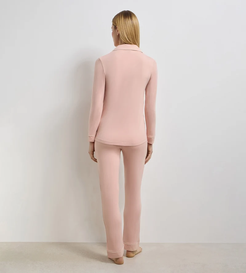 Gerade geschnittene Hose aus elastischer Viskose in Soft Blush