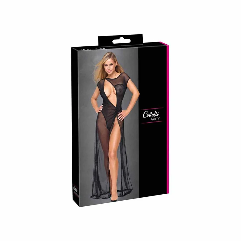 Damen Netzkleid lang und transparent in Schwarz "Maris"