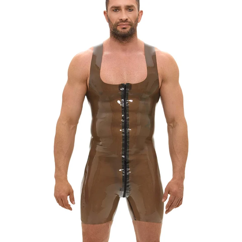 Herren Latex Body semi-transparent mit Zipper, M-2XL "Miles"