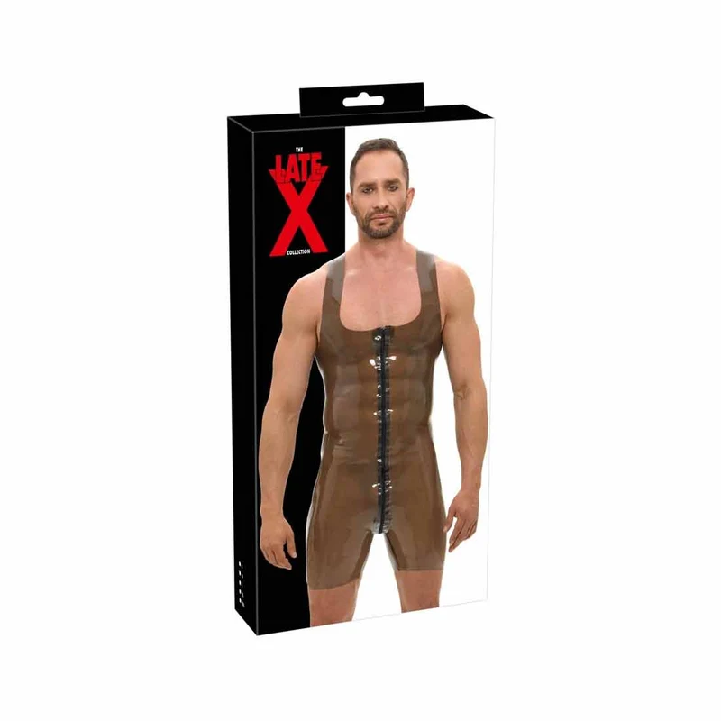 Herren Latex Body semi-transparent mit Zipper, M-2XL "Miles"