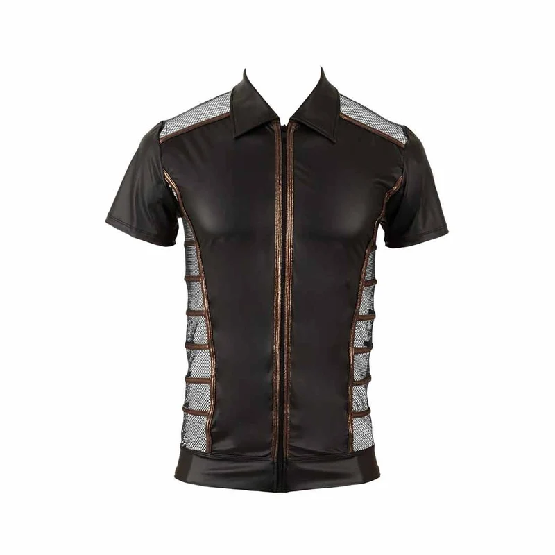 Herren Wetlook Shirt mit Netz und Reißverschluss, M-2XL "Samuel"