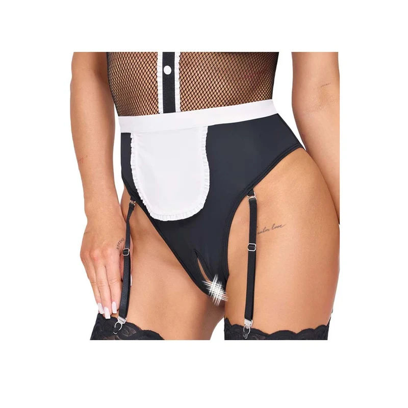 Damen Maid Body mit Strumpfhaltern, S-XL "Inga"