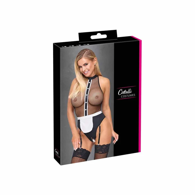 Damen Maid Body mit Strumpfhaltern, S-XL "Inga"