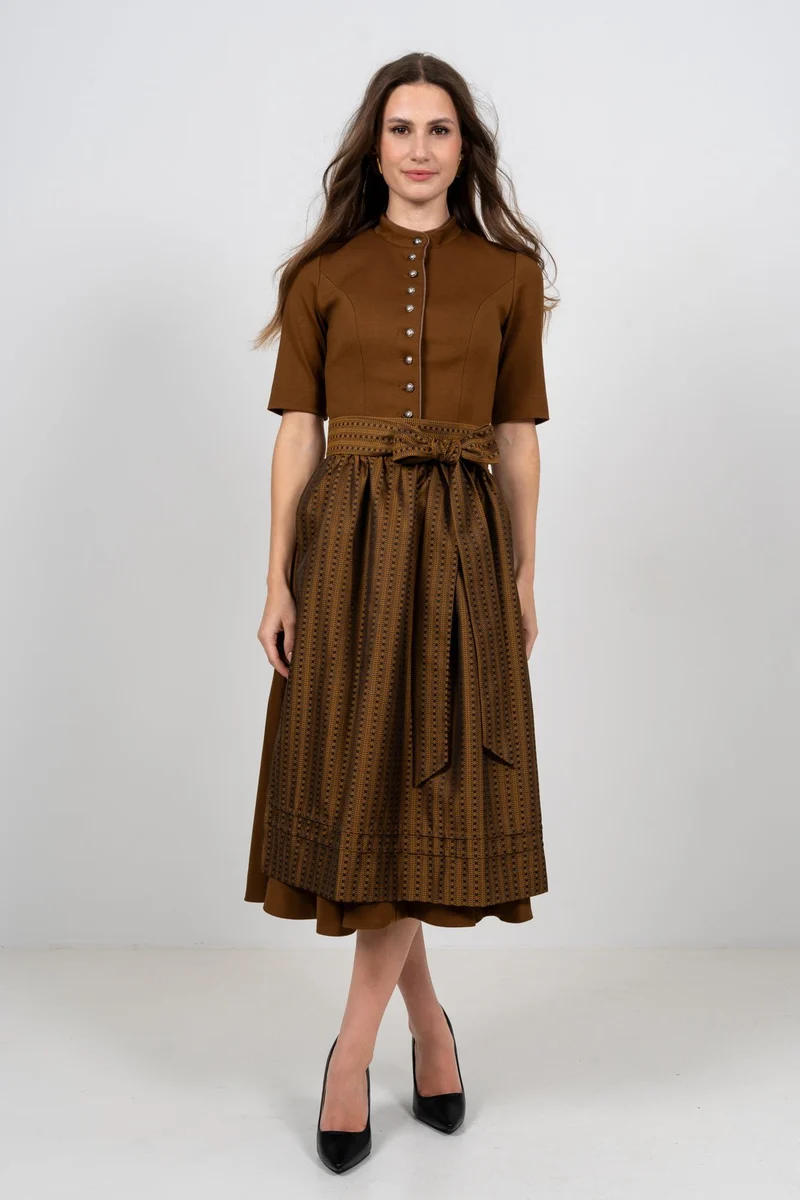 STRETCH DIRNDLKLEID CLASSY STEHKRAGEN 3/4 ARM CAMEL