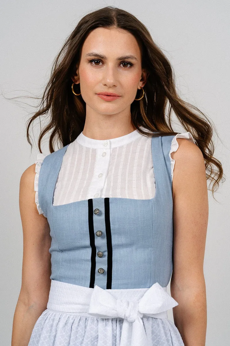 LEINEN WASCHDIRNDL VINTAGE FLORALS HELLBLAU