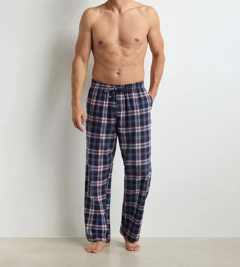 Lange Herrenhose blau kariert Dim Flannel