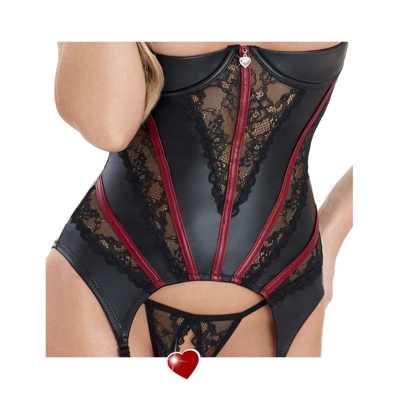Damen Hebe Straps Set Mattlook Schwarz, S-XL "Kimmi"