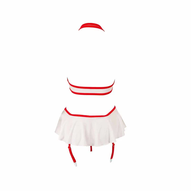 Damen Krankenschwester Kostüm Mesh Weiß Rot, S-XL "Trixi"