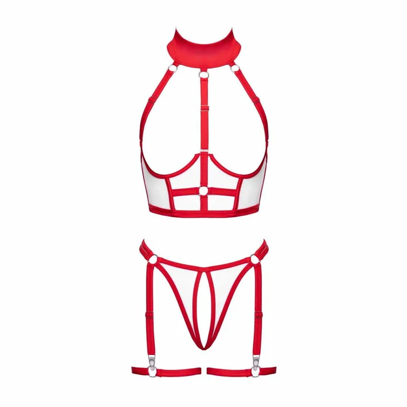 Damen Krankenschwester Dessous Set Weiß Rot "Kiska"