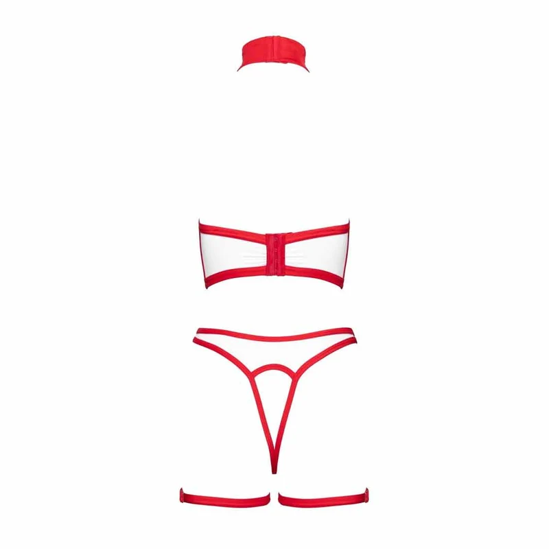 Damen Krankenschwester Dessous Set Weiß Rot "Kiska"