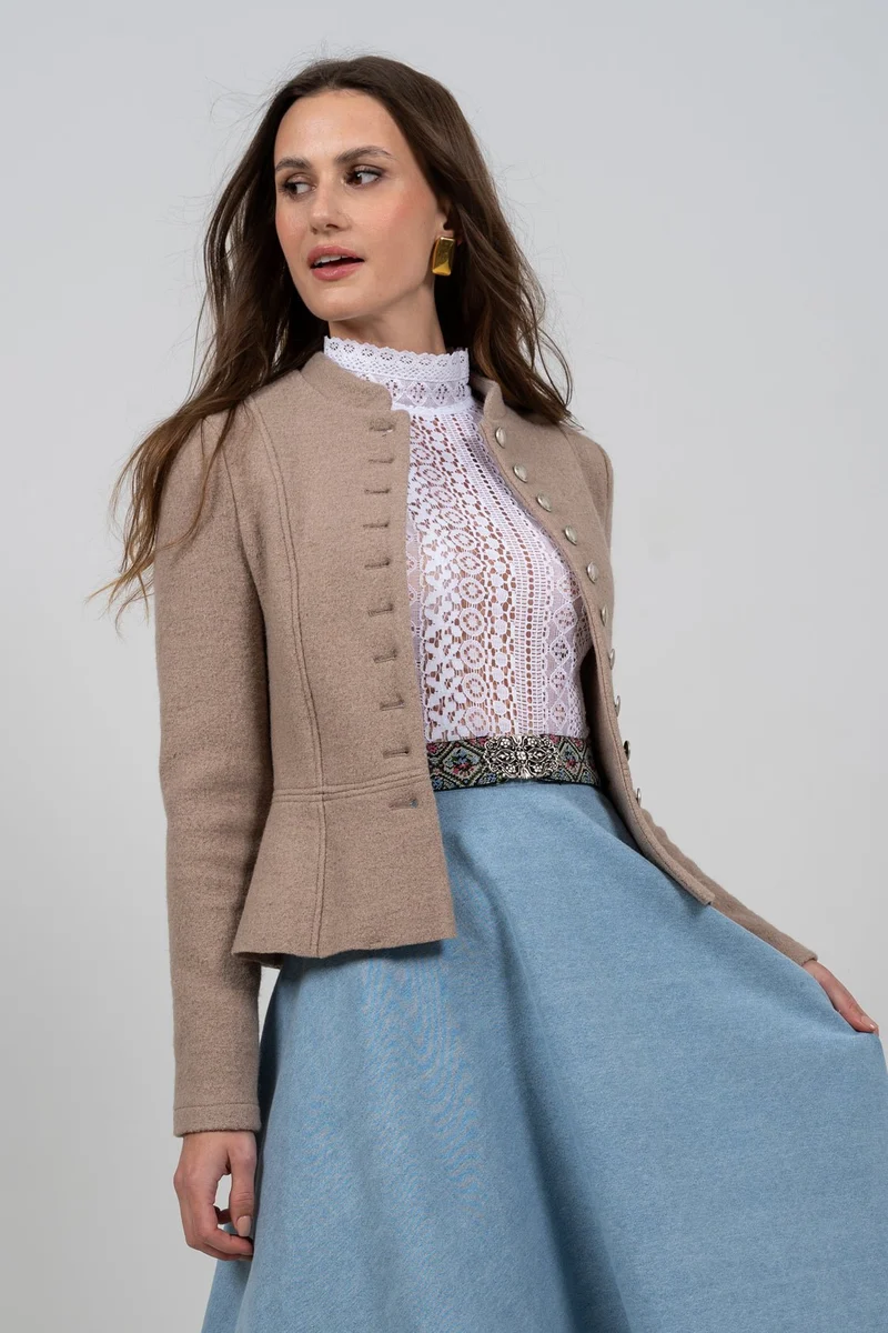 STEHKRAGEN BLAZER VINTAGE WALKLODEN TAUPE