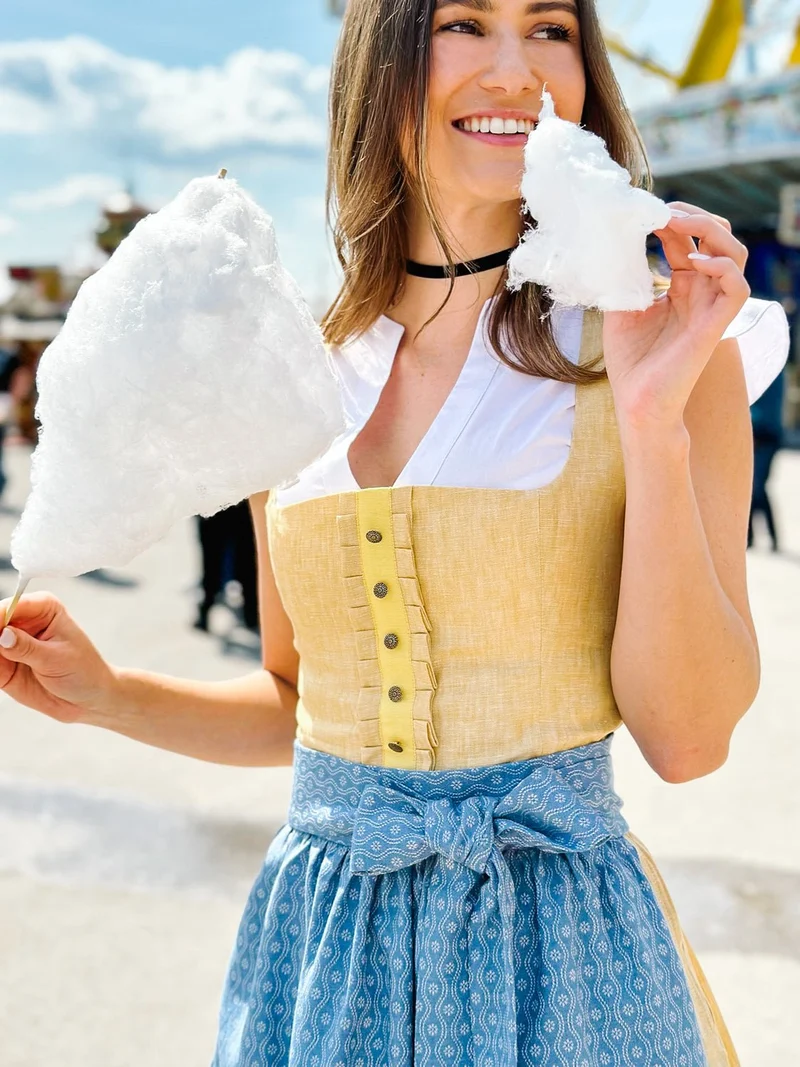 LEINEN DIRNDL TRADITIONAL GELB/ PAZIFIK