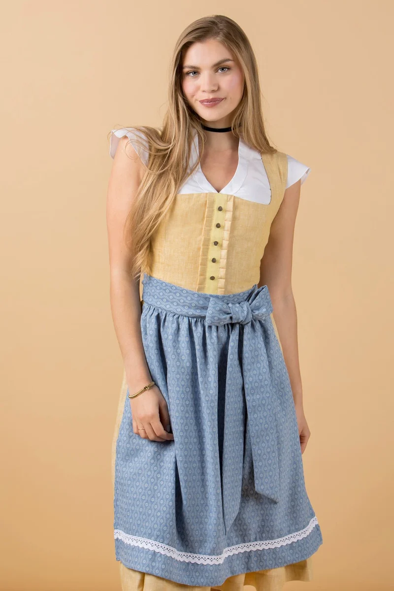 LEINEN DIRNDL TRADITIONAL GELB/ PAZIFIK