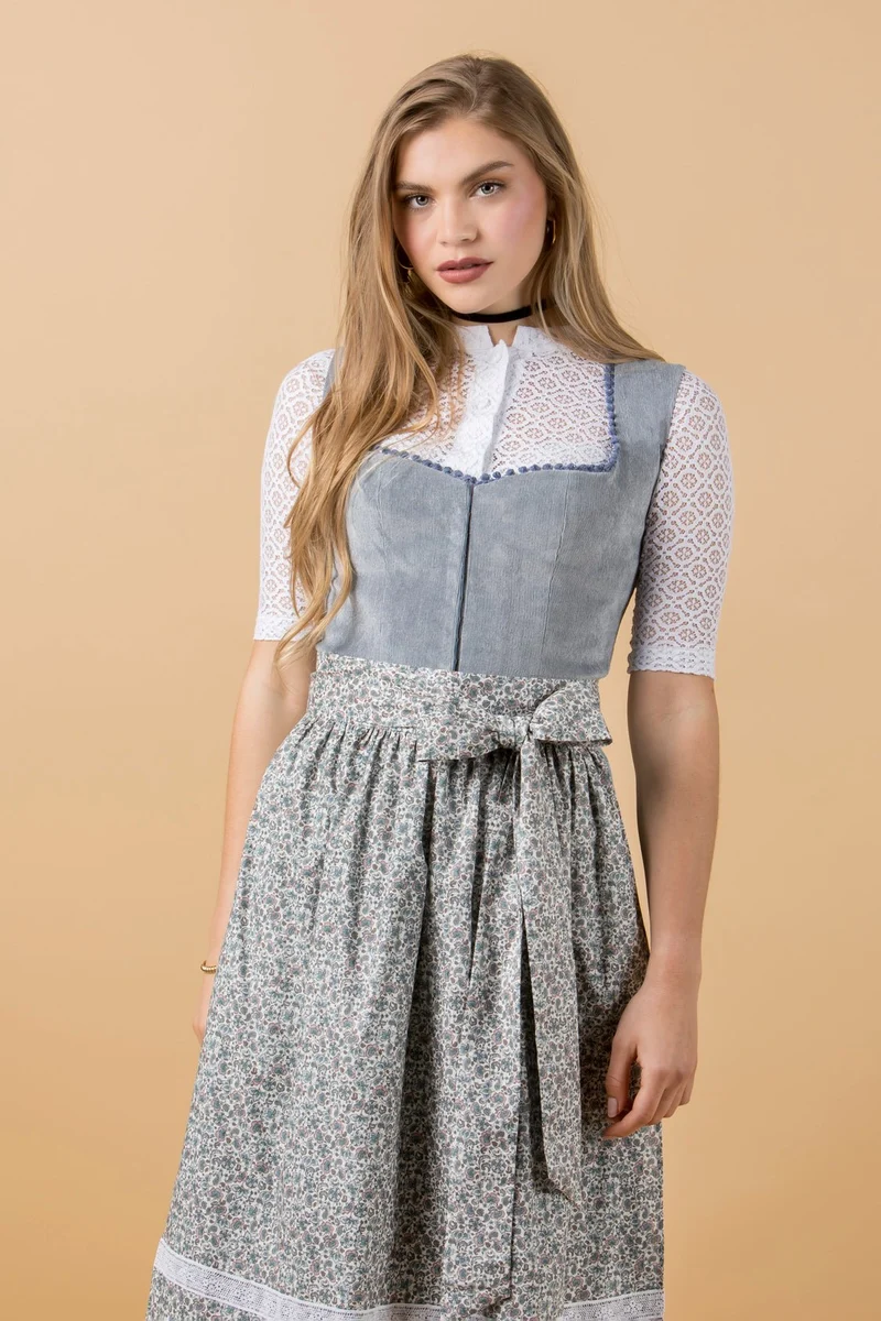 CORD DIRNDL FLORAL PAISLEY RAUCHBLAU/OZEAN