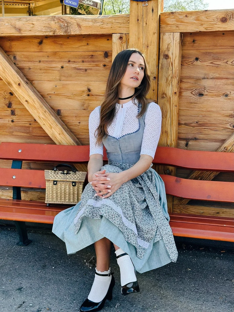 CORD DIRNDL FLORAL PAISLEY RAUCHBLAU/OZEAN